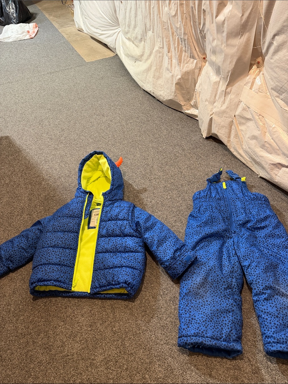 Carter's Blue Jacket with Neon Yellow Lining